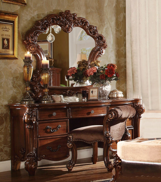 67" Brown Vanity Table With Seven Drawers