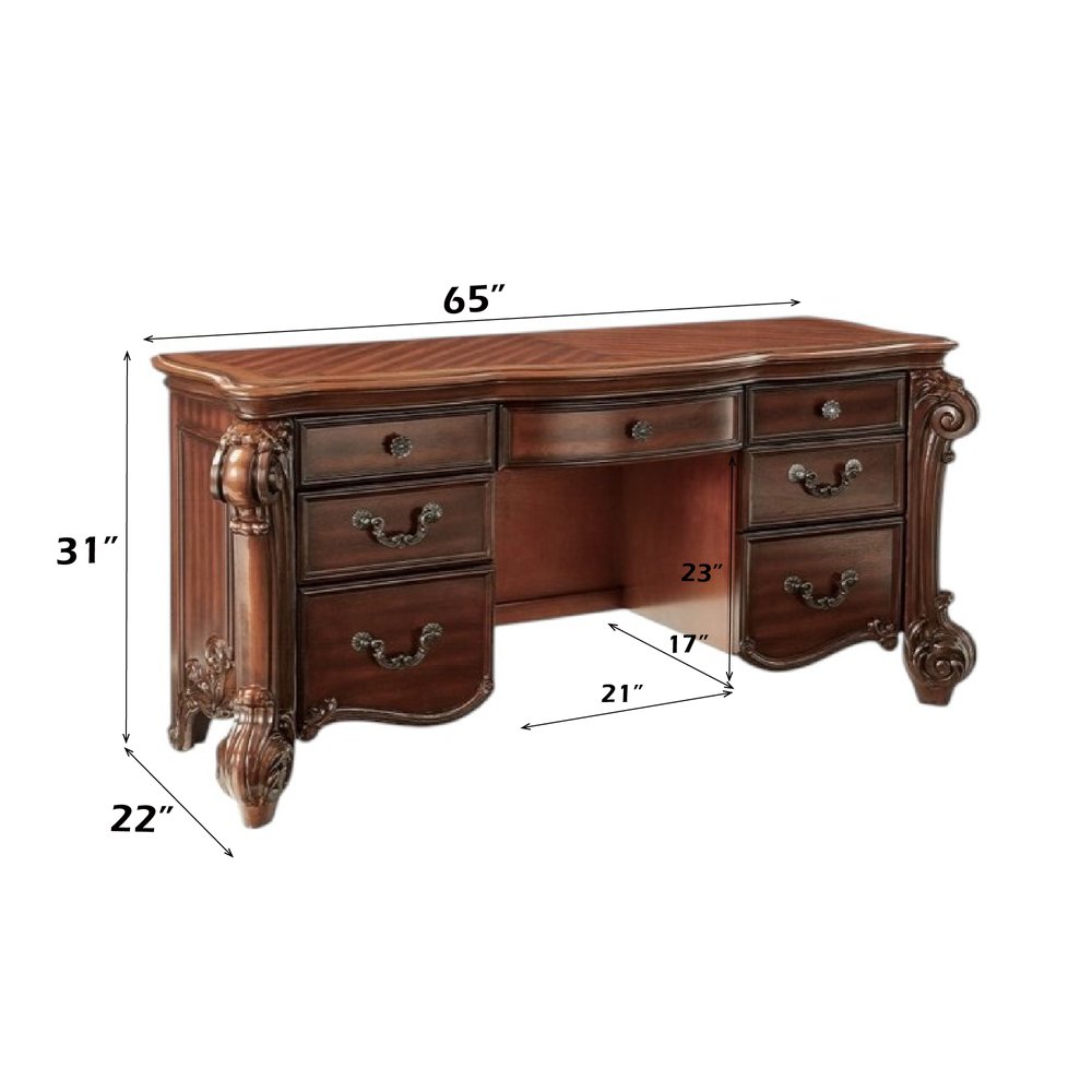 67" Brown Vanity Table With Seven Drawers