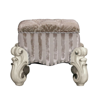 22" Ivory and Bone Fabric Floral Tufted Vanity Chair