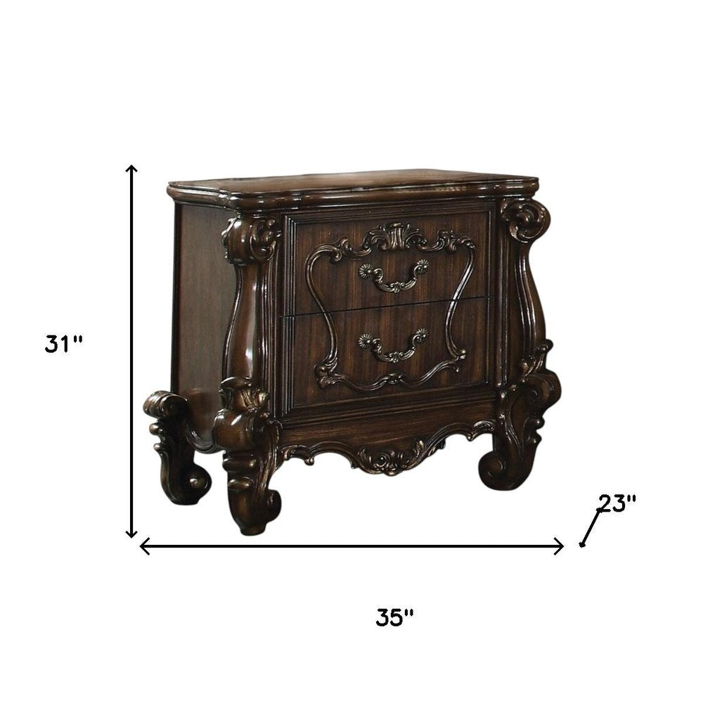 31" Brown Two Drawers Nightstand