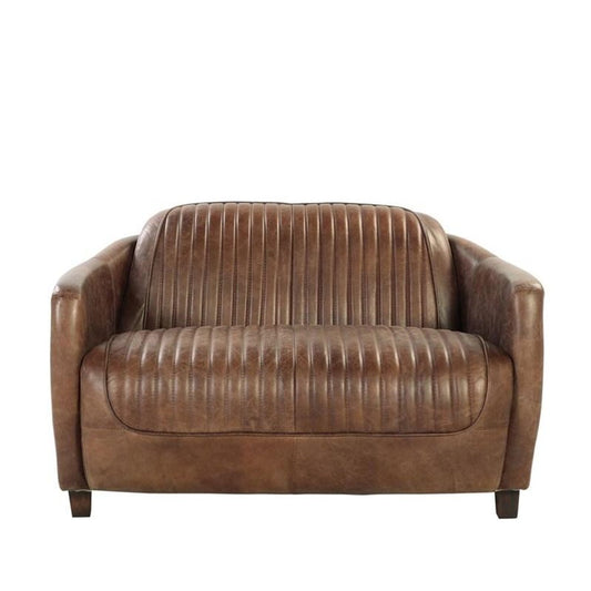 50" Brown Leather Loveseat