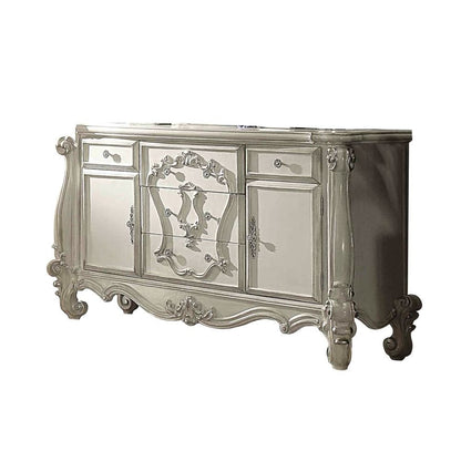 38" White Solid Wood Six Drawer Combo Dresser