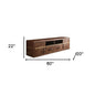 80" Brown Leather Enclosed and Open Storage TV Stand