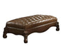 65" Brown Tufted Faux Leather And Polyresin Upholstered Bench