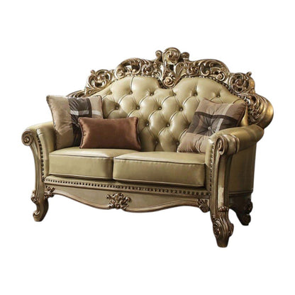 69" Ivory Chesterfield Loveseat and Toss Pillows