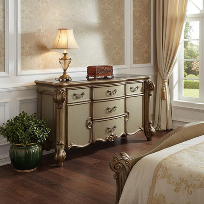 38" White Solid Wood Six Drawer Combo Dresser