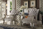 33" Ivory and Pearl Velvet Striped Tufted Wingback Chair And Toss Pillow