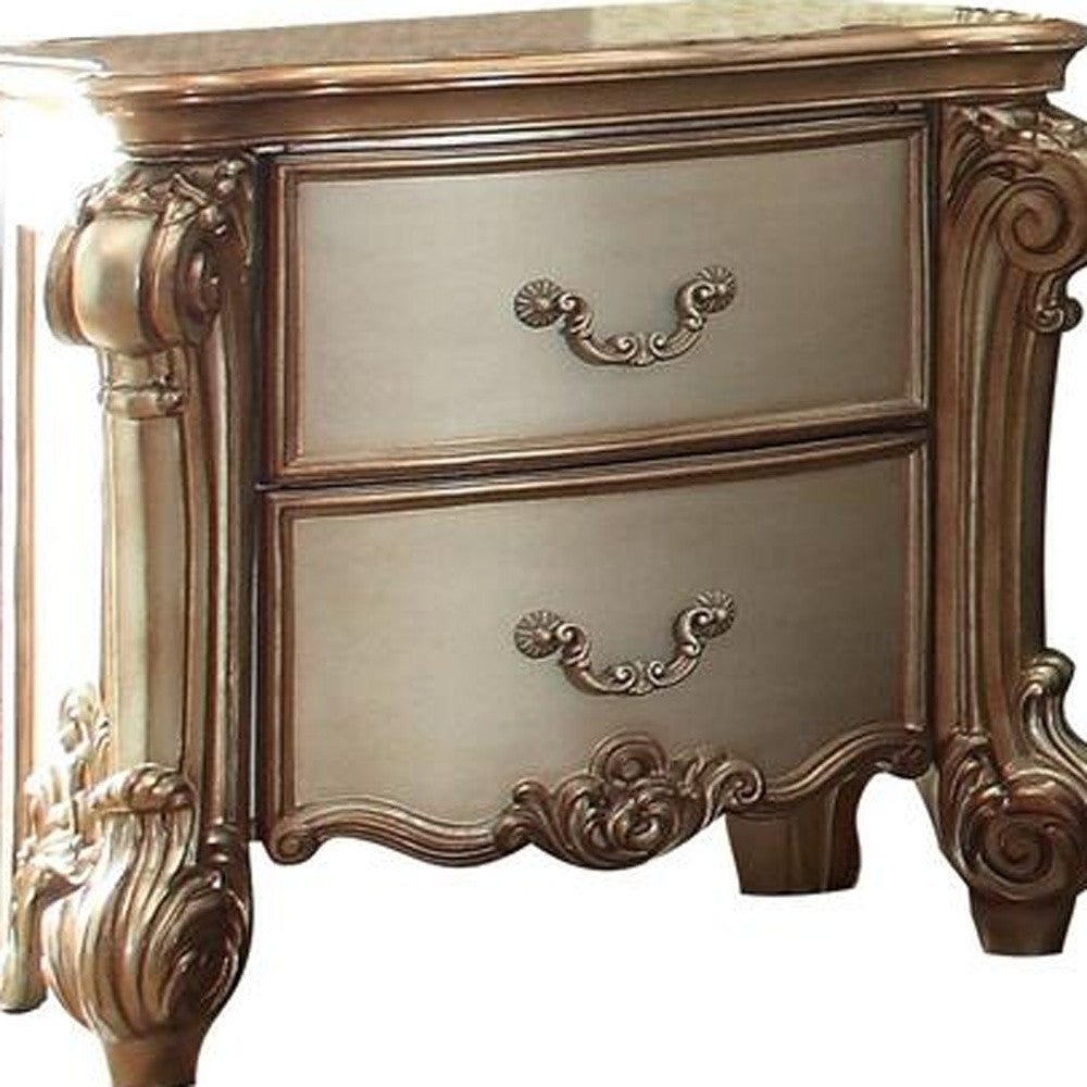 30" Bone Two Drawers Nightstand