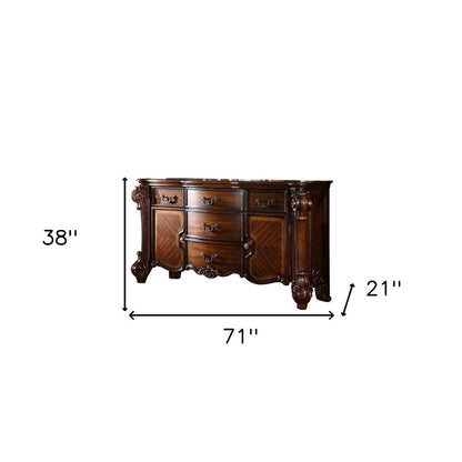 38" White Solid Wood Six Drawer Combo Dresser