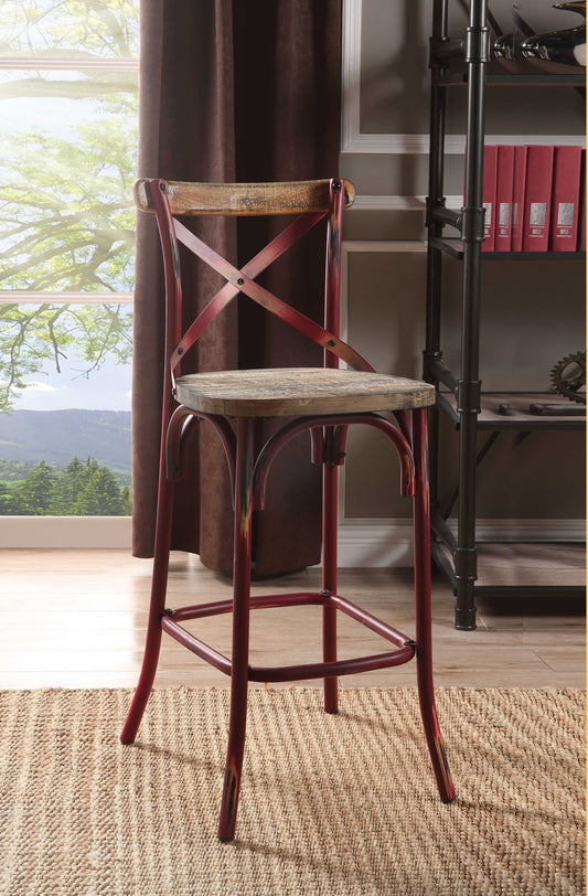 21" Brown And Red Iron Bar Chair