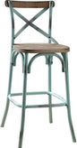 21" Brown And Sky Blue Iron Bar Chair