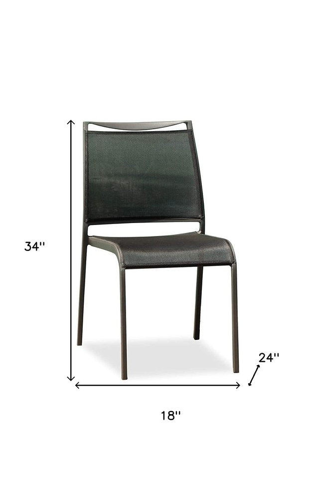 Set of Four Gray Aluminum Dining Side Chairs