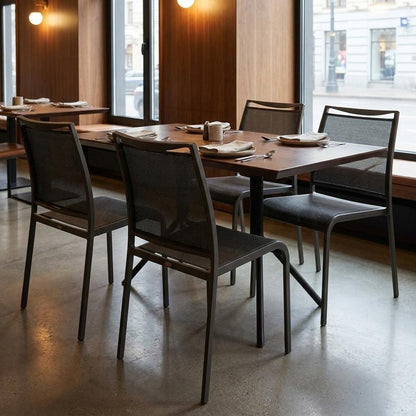 Set of Four Gray Aluminum Dining Side Chairs
