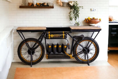 Black and Gold Iron And Solid Wood Bar Cart With Wine Storage