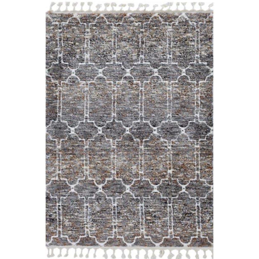 3' X 5' Brown White and Gray Geometric Area Rug With Fringe