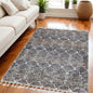 3' X 5' Brown White and Gray Geometric Area Rug With Fringe