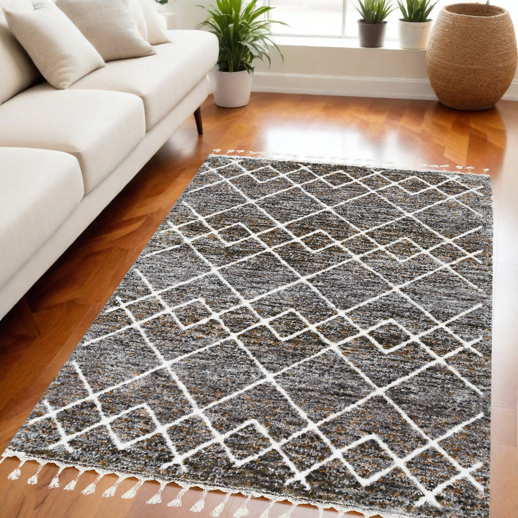 3' X 5' Brown Geometric Area Rug