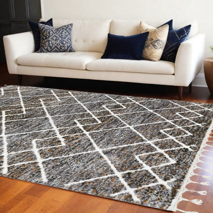 3' X 5' Brown Geometric Area Rug