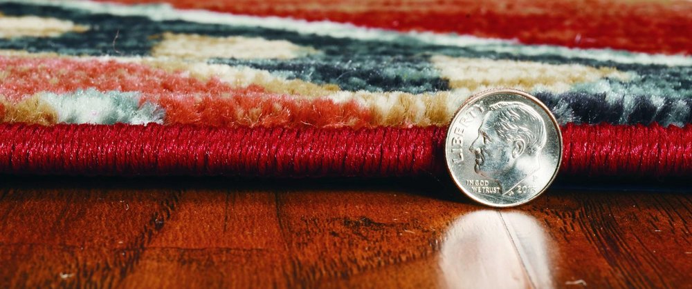 8' X 10' Red Gray And Orange Geometric Area Rug