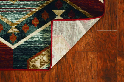 5' X 8' Red And Blue Geometric Area Rug