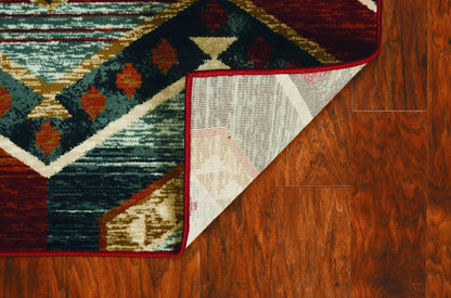 3' X 5' Red And Blue Geometric Area Rug