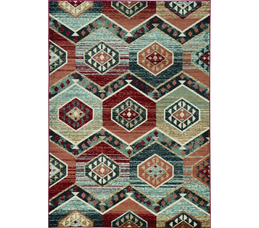 8' X 10' Red Gray And Orange Geometric Area Rug