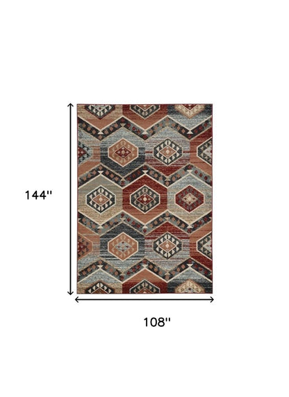 3' X 5' Red And Blue Geometric Area Rug