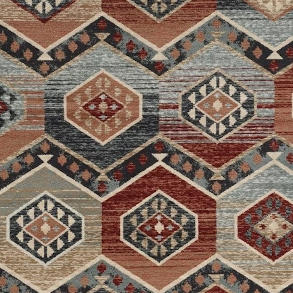 3' X 5' Red And Blue Geometric Area Rug