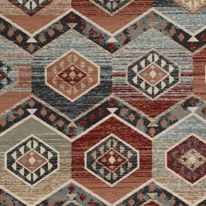 3' X 5' Red And Blue Geometric Area Rug