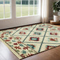 8' Ivory Machine Woven Geometric Lodge Indoor Runner Rug