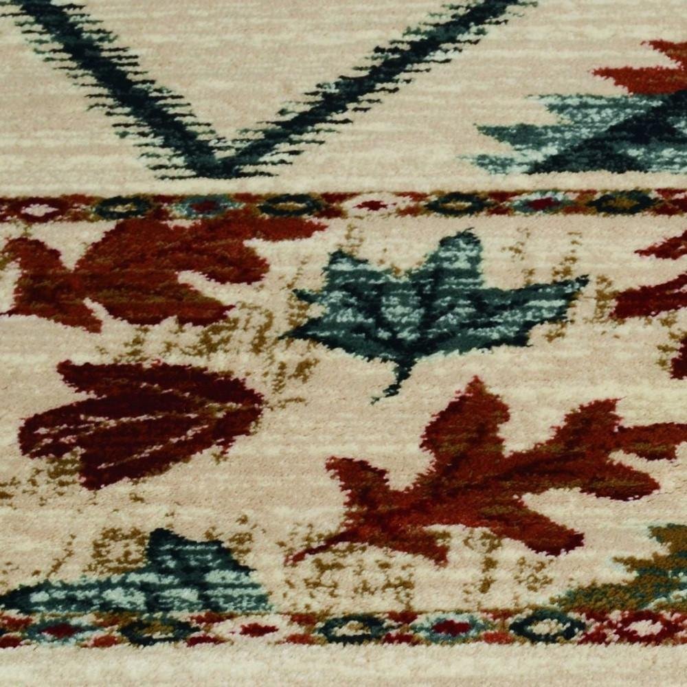 9' X 12' Ivory Red And Gray Southwestern Area Rug