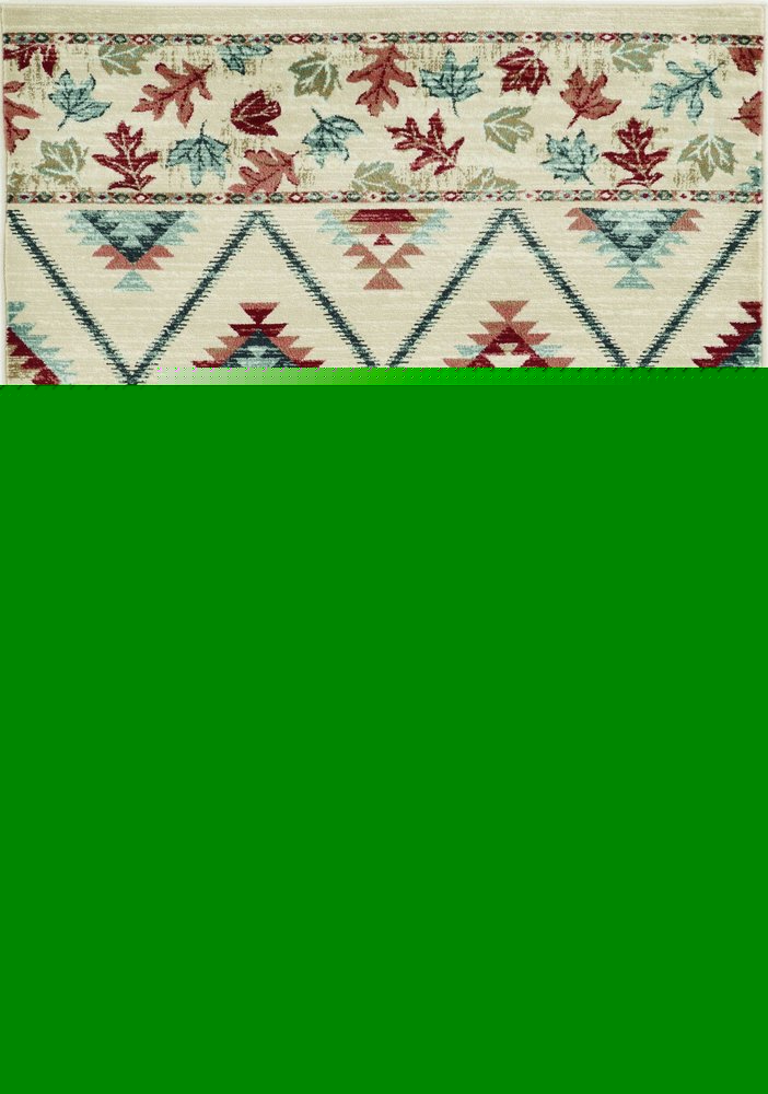 8' Ivory Red And Gray Southwestern Runner Rug