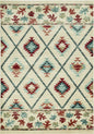 8' Ivory Red And Gray Southwestern Runner Rug