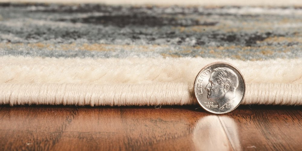 5' X 8' Ivory And Blue Southwestern Area Rug
