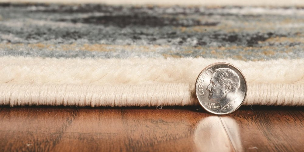 5' X 8' Ivory And Blue Woodland Lodge Area Rug