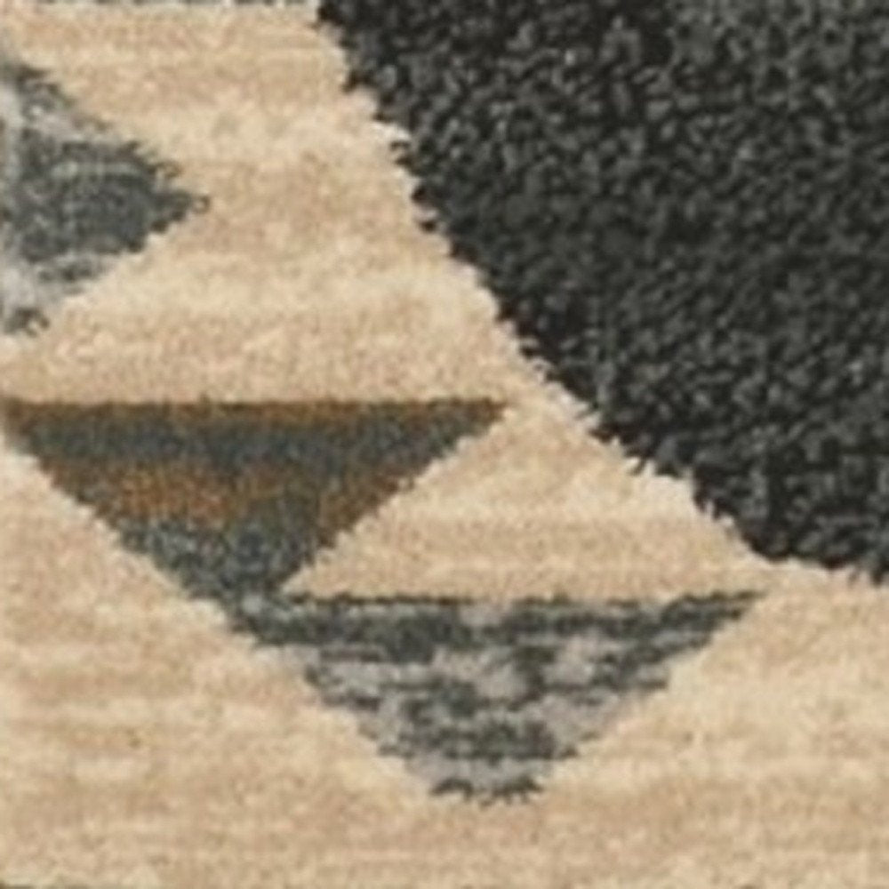 5' X 8' Ivory And Blue Woodland Lodge Area Rug