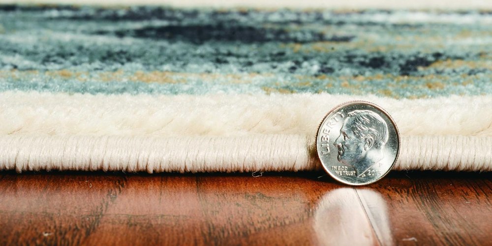 5' X 8' Ivory And Blue Woodland Lodge Area Rug