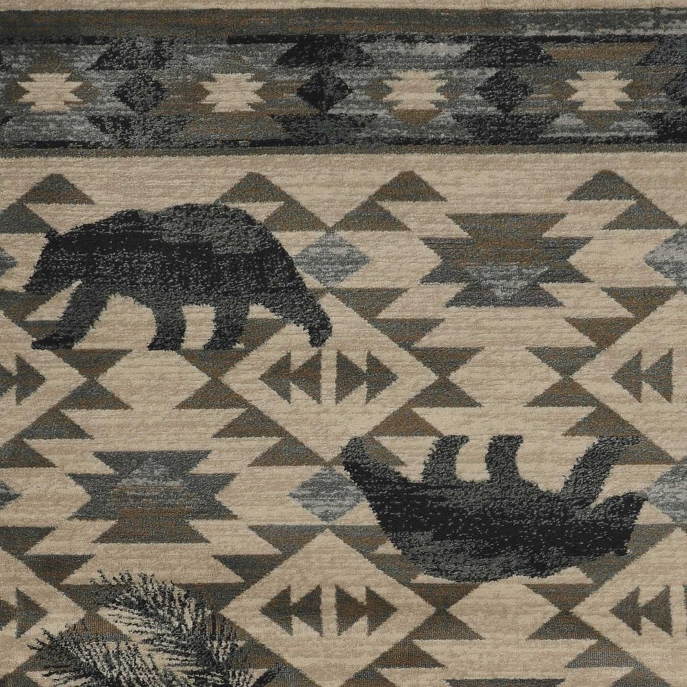 8' X 10' Ivory And Gray Woodland Lodge Area Rug