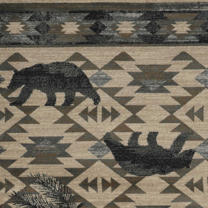 8' X 10' Ivory And Gray Woodland Lodge Area Rug
