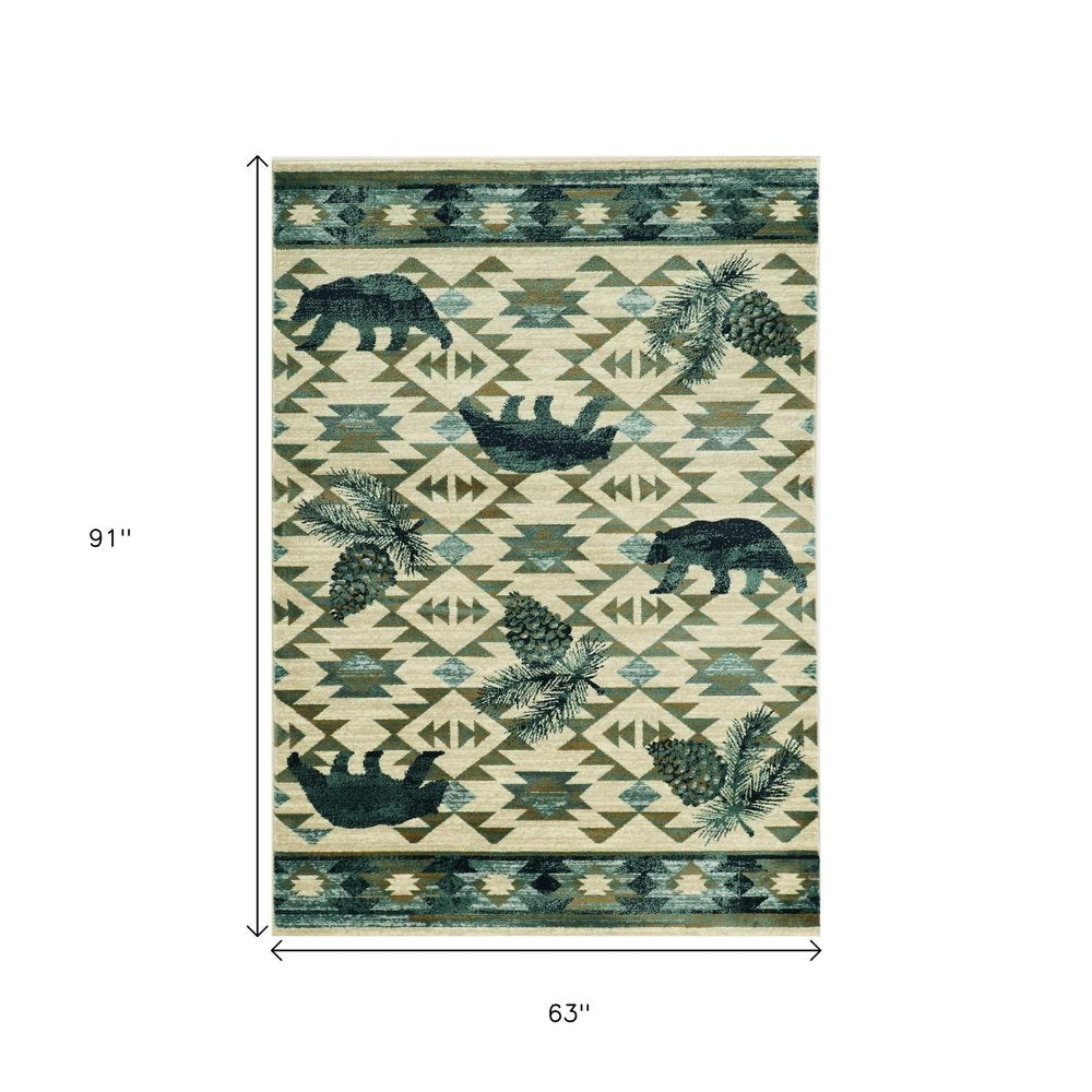 8' X 10' Ivory And Gray Woodland Lodge Area Rug