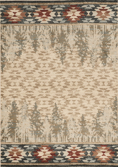 8' Ivory Woodland Lodge Runner Rug