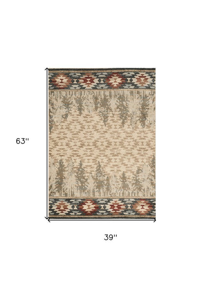 9' X 12' Beige Gray And Rust Southwestern Area Rug