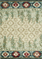 5' X 8' Ivory Green And Red Abstract Area Rug