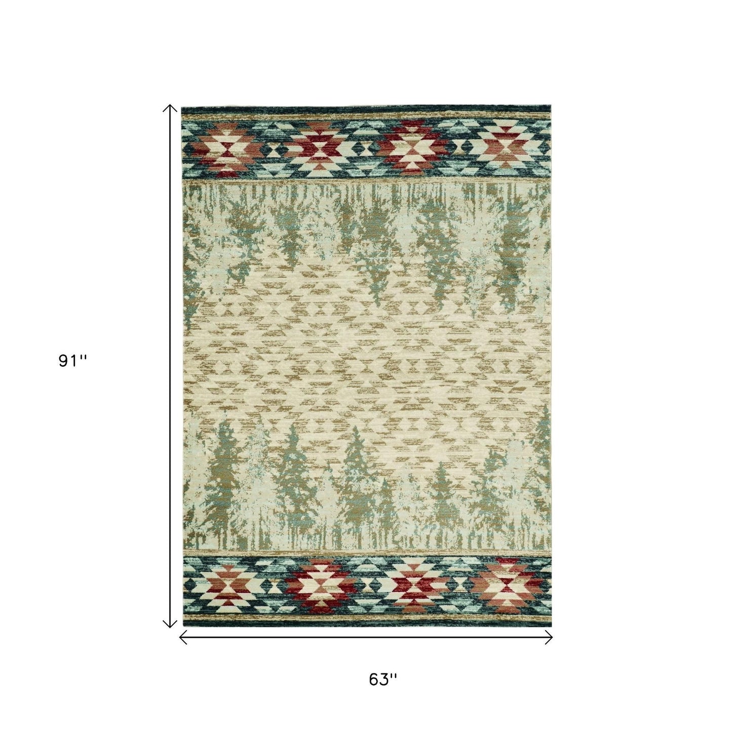 3' X 5' Beige Gray And Rust Southwestern Area Rug