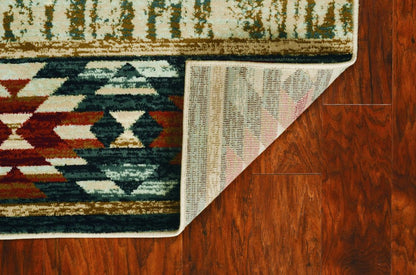 9' X 12' Beige Gray And Rust Southwestern Area Rug
