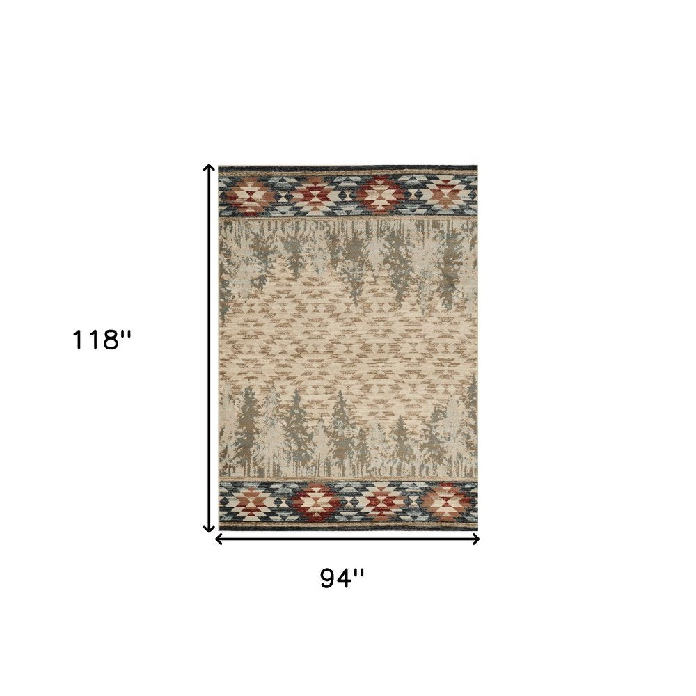 8' X 10' Ivory Southwestern Indoor Outdoor Area Rug