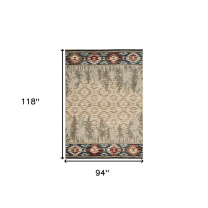 8' X 10' Ivory Southwestern Indoor Outdoor Area Rug