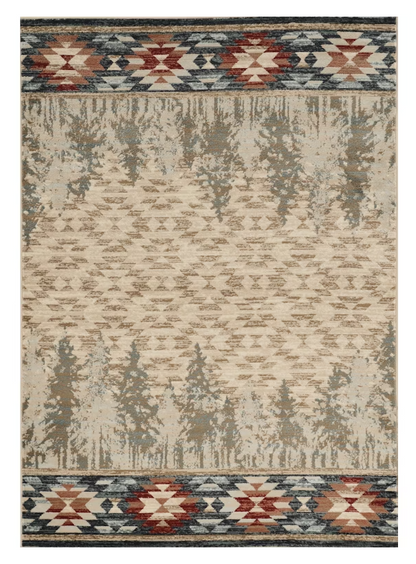 8' Ivory Woodland Lodge Runner Rug