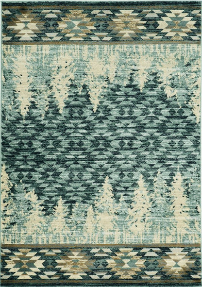 7' Slate Blue Woodland Lodge Runner Rug
