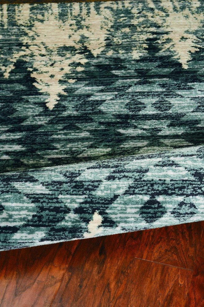 8' X 10' Slate Blue Charcoal And Beige Woodland Lodge Area Rug